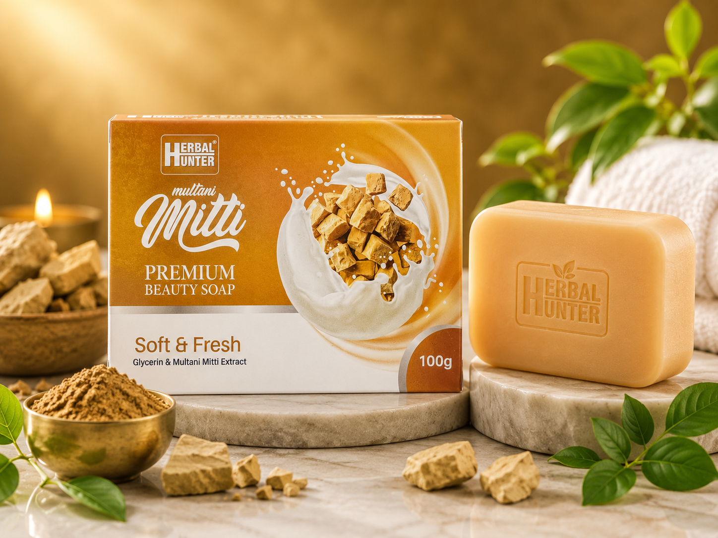 Herbal Hunter Multani Mitti Beauty Soap with Glycerin Extract, 100gm