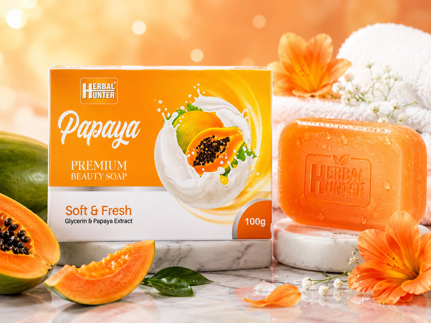 Herbal Hunter Papaya Beauty Soap with Glycerin Extract, 100gm