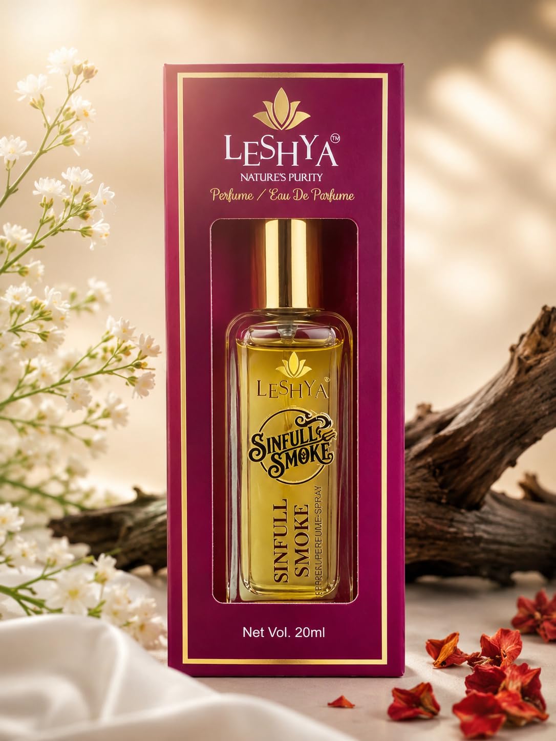 Leshya™ Sinful Smoke Eau De Perfume Spray, 20ml | Amber Fragrance, Spray Bottle, Nature's Purity, Compact Size, Unisex Scent