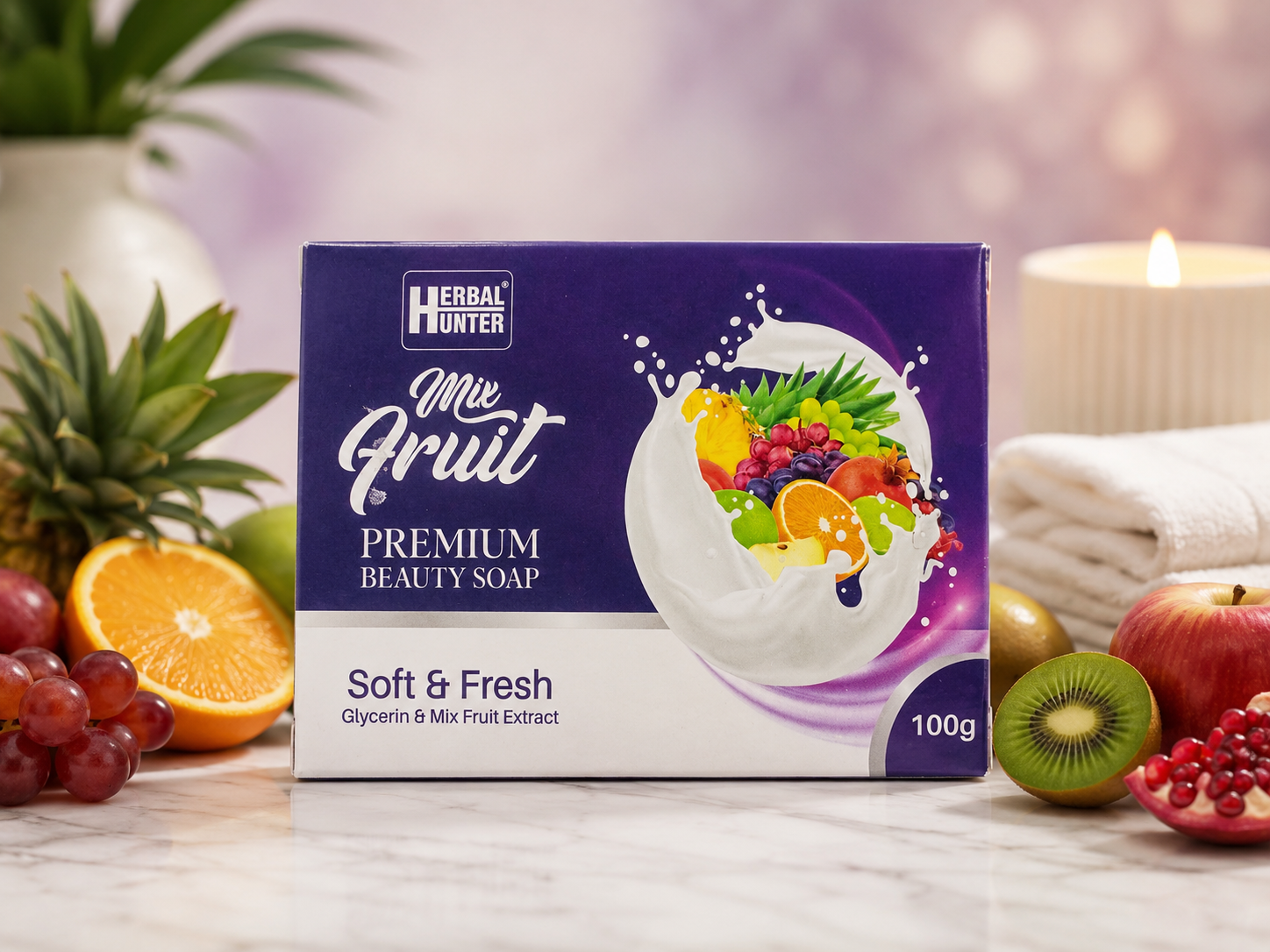 Herbal Hunter Mix Fruit Beauty Soap with Glycerin Extract, 100gm